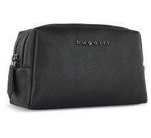 Косметичка BUGATTI Bella, чёрная, воловья кожа/полиэстер, 19х8,5х11 см