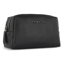 Косметичка BUGATTI Bella, чёрная, воловья кожа/полиэстер, 19х8,5х11 см