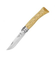 Нож Opinel №7 Nature, нержавеющая сталь, рукоять самшит, гравировка волны, 001552