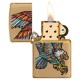 Зажигалка ZIPPO Tattoo Eagle с покрытием Brushed Brass, медь/сталь, золотистая, матовая, 38x13x57 мм