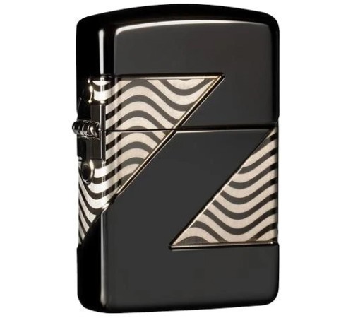 Зажигалка ZIPPO Armor™ с покрытием High Polish Black Ice®, латунь/сталь, чёрная, 38x13x57 мм