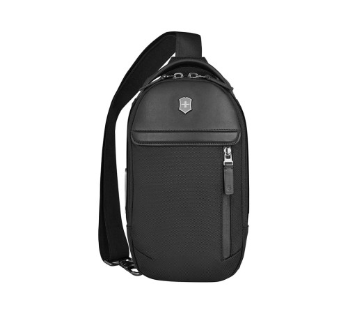 Рюкзак на одно плечо VICTORINOX Architecture Urban2 Sling Bag, черный, полиэстер/кожа, 17x8x28 см, 2 л
