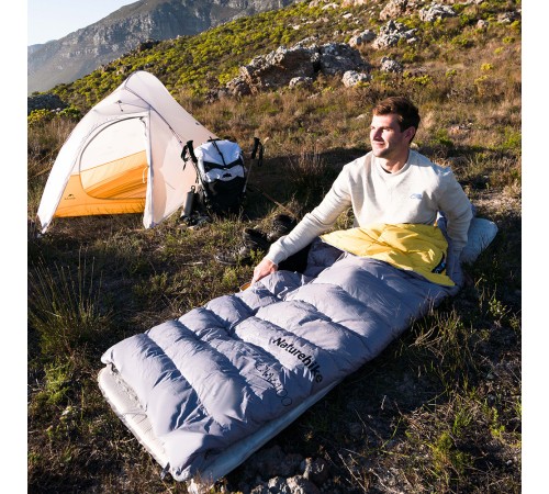 Мешок спальный Naturehike CW400 NH18C400-D с утиным пухом, размер L, серый