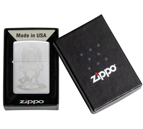 Зажигалка ZIPPO Vintage Dance с покрытием Satin Chrome, латунь/сталь, серебристая, 38x13x57 мм