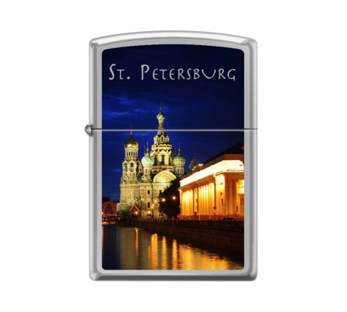 Зажигалка ZIPPO Храм Спаса-на-Крови, с покрытием High Polish Chrome, латунь/сталь, 38x13x57 мм