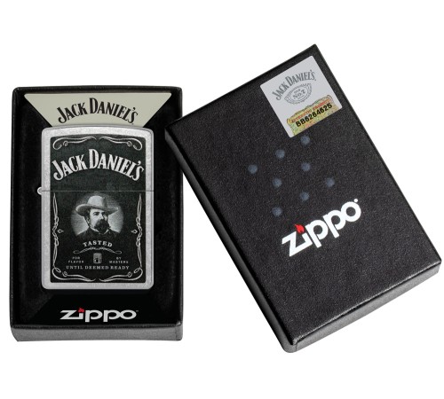 Зажигалка ZIPPO Jack Daniels® с покрытием Street Chrome, латунь/сталь, серебристая, 38x13x57 мм
