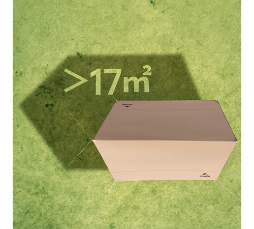 Тент Naturehike Yunxiao Canopy Lite CNK2350WS015, 150D, 400-315*292 см для кемпинга, светло-коричневый (с двумя стойками), 6976023926341