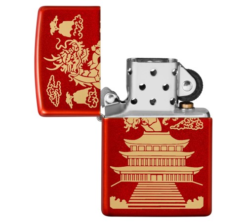 Зажигалка ZIPPO Eastern Design с покрытием Metallic Red, латунь/сталь, красная, 38x13x57 мм
