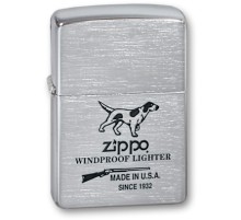 Зажигалка ZIPPO Hunting Tools, с покрытием Brushed Chrome, латунь/сталь, серебристая, 38x13x57 мм