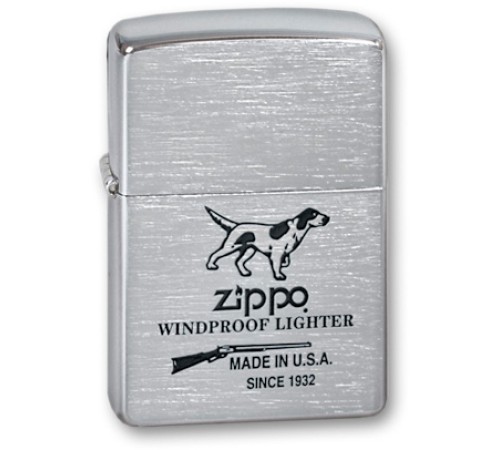 Зажигалка ZIPPO Hunting Tools, с покрытием Brushed Chrome, латунь/сталь, серебристая, 38x13x57 мм