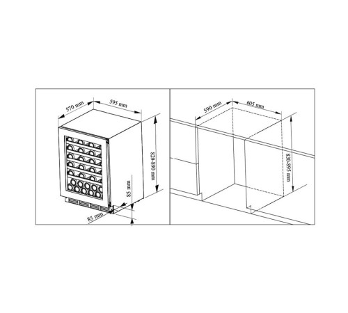 Винный шкаф встраиваемый компрессорный Cavanova CV046DT