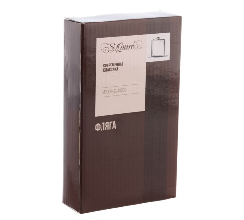 Фляга S.Quire 0,27 л, сталь+кожа спилок, коричневая