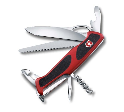 Нож перочинный VICTORINOX RangerGrip 79, 130 мм, 12 функций, с фиксатором лезвия, красный с чёрным