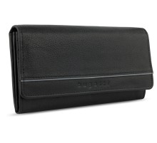 Кошелёк женский BUGATTI Banda, с защитой данных RFID, чёрный, кожа козы/полиэстер, 18,5х2,5х9,5 см