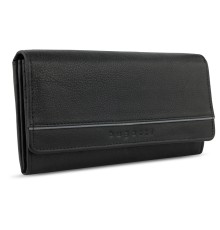 Кошелёк женский BUGATTI Banda, с защитой данных RFID, чёрный, кожа козы/полиэстер, 18,5х2,5х9,5 см