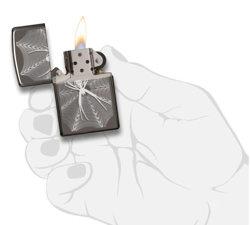 Зажигалка ZIPPO Classic с покрытием Black Ice®, латунь/сталь, чёрная, глянцевая, 38x13x57 мм
