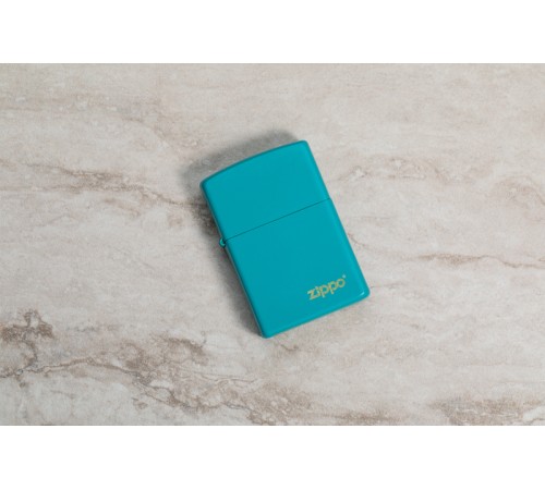 Зажигалка ZIPPO Classic с покрытием Flat Turquoise, латунь/сталь, бирюзовая, матовая, 38x13x57 мм