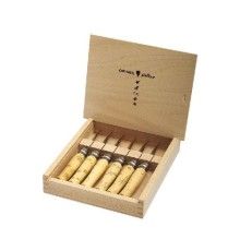 Набор в деревянной коробке из 6 ножей Opinel №7 Nature, нержавеющая сталь, рукоять самшит, гравировк, 001555