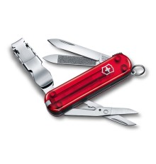 Нож-брелок VICTORINOX NailClip 580, 65 мм, 8 функций, полупрозрачный красный