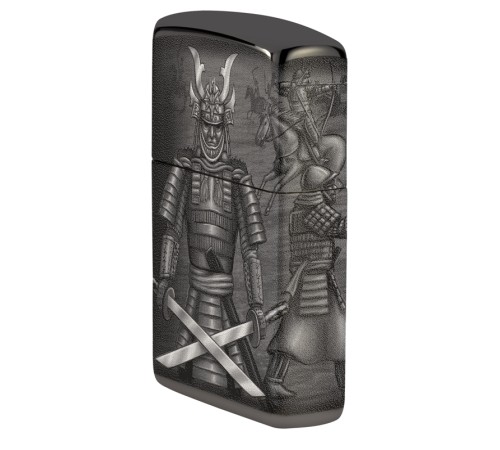 Зажигалка ZIPPO Knight  Fight с покрытием High Polish Black, латунь/сталь, чёрная, 38x13x57 мм