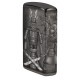 Зажигалка ZIPPO Knight  Fight с покрытием High Polish Black, латунь/сталь, чёрная, 38x13x57 мм