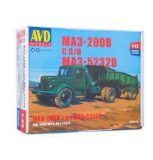 Сборная модель AVD МАЗ-200В с полуприцепом МАЗ-5232В, 1/43
