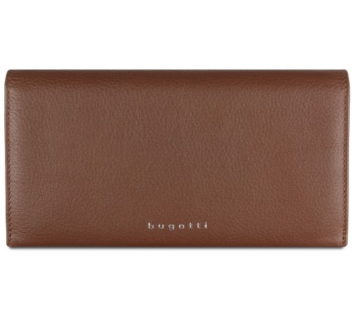 Кошелёк женский BUGATTI Lady Top, коньячный, натуральная воловья кожа, 19,5х2х10 см