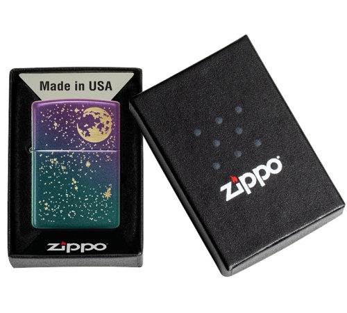 Зажигалка ZIPPO Starry Sky с покрытием Iridescent, латунь/сталь, фиолетовая, матовая, 38x13x57 мм