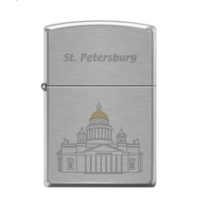 Зажигалка ZIPPO Исакиевский собор, с покрытием Brushed Chrome, латунь/сталь, серебристая, 38x13x57 м