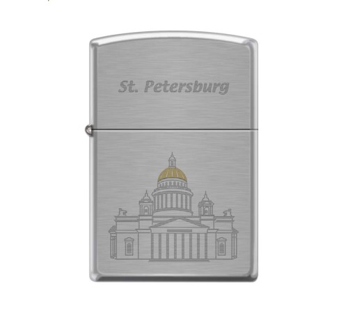 Зажигалка ZIPPO Исакиевский собор, с покрытием Brushed Chrome, латунь/сталь, серебристая, 38x13x57 м