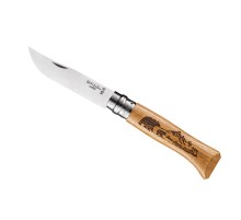 Нож Opinel №8 Animalia, нержавеющая сталь, рукоять дуб, гравировка медведь