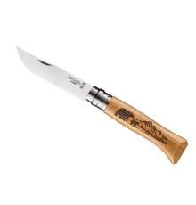 Нож Opinel №8 Animalia, нержавеющая сталь, рукоять дуб, гравировка медведь
