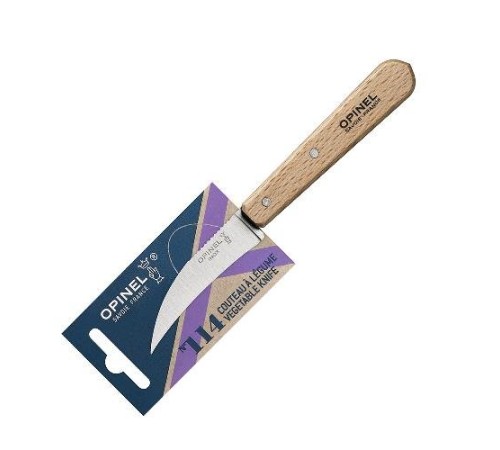 Нож для чистки овощей Opinel №114, деревянная рукоять, нержавеющая сталь, блистер, 001923