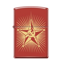 Зажигалка ZIPPO Серп и Молот и Звезда, с покрытием Red Matte, латунь/сталь, красная, 38x13x57 мм