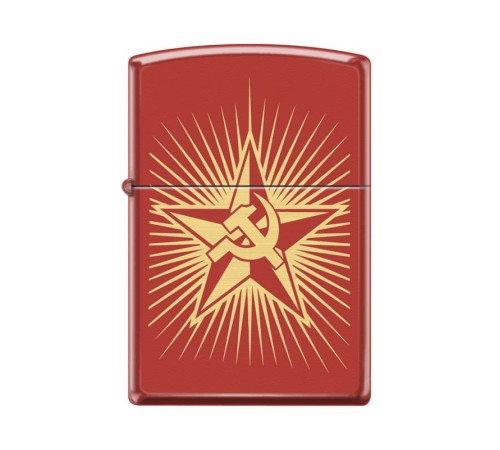 Зажигалка ZIPPO Серп и Молот и Звезда, с покрытием Red Matte, латунь/сталь, красная, 38x13x57 мм