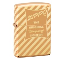Зажигалка ZIPPO Vintage Box Top с покрытием High Polish Brass, латунь/сталь, золотистая, 38x13x57 мм