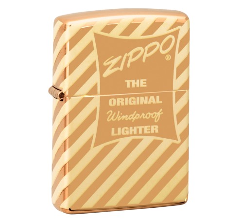 Зажигалка ZIPPO Vintage Box Top с покрытием High Polish Brass, латунь/сталь, золотистая, 38x13x57 мм