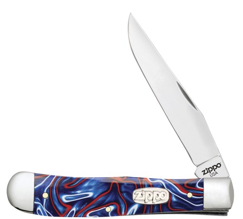 Нож перочинный ZIPPO Patriotic Kirinite Smooth Trapper, 105 мм, синий + ЗАЖИГАЛКА ZIPPO 207