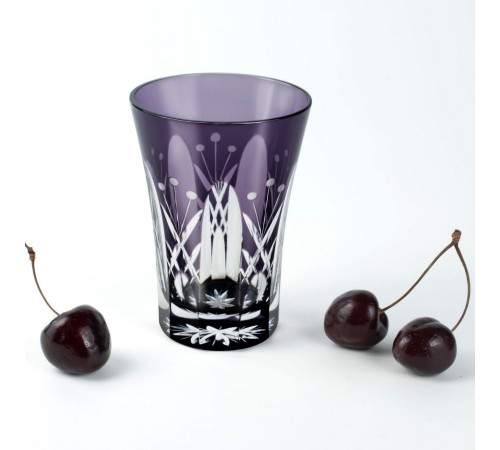 Стакан TAJIMA GLASS с узором Тама Ярай , 240 мл, фиолетовый, 1 шт