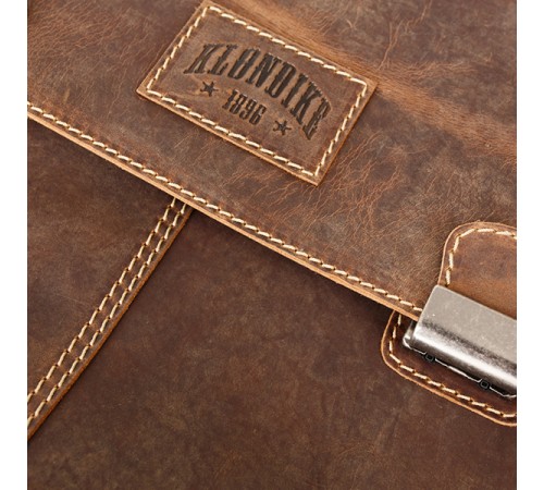 Портфель KLONDIKE Native, натуральная кожа в коричневом цвете, 40 х 11 х 31 см