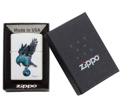 Зажигалка ZIPPO Spazuk с покрытием White Matte, латунь/сталь, белая, матовая, 38x13x57 мм