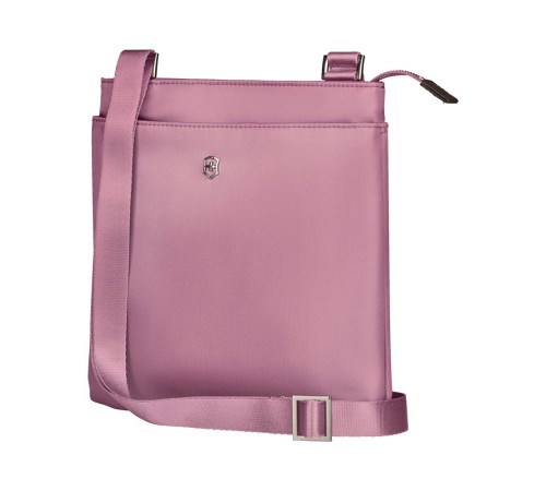 Сумка наплечная VICTORINOX Victoria Slim Shoulder Bag, пурпурно-розовая, нейлон/кожа, 27x7x26 см