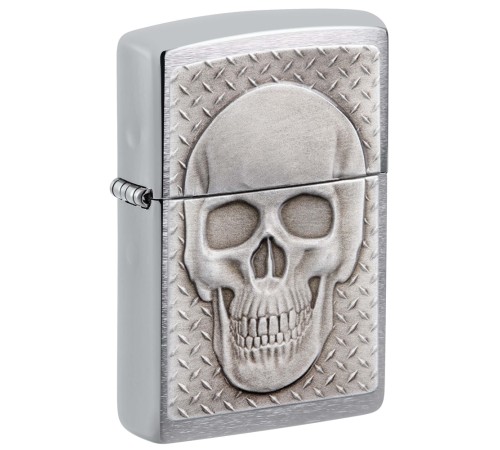 Зажигалка ZIPPO Skull Design с покрытием Brushed Chrome, латунь/сталь, серебристая, 38x13x57 мм