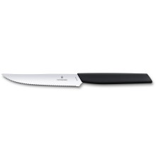 Нож для стейка и пиццы VICTORINOX Swiss Modern, 12 см, с волнистой кромкой, чёрный