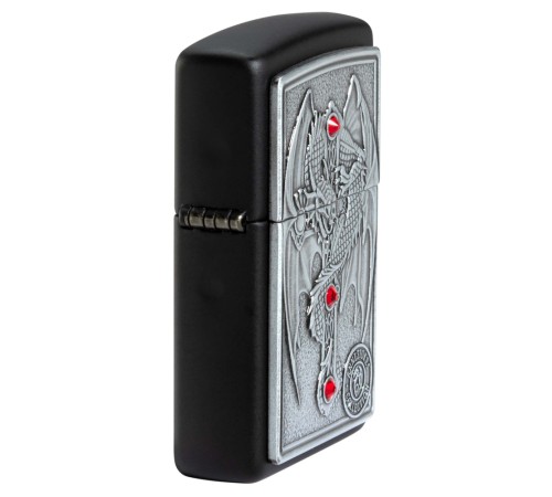Зажигалка ZIPPO Winged Dragon Cross с покрытием Black Matte, латунь/сталь, чёрная, 38x13x57 мм