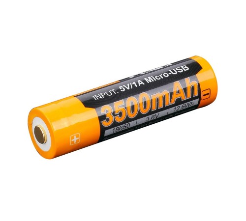 Аккумулятор 18650 Fenix 3500U mAh с разъемом для USB, ARB-L18-3500U