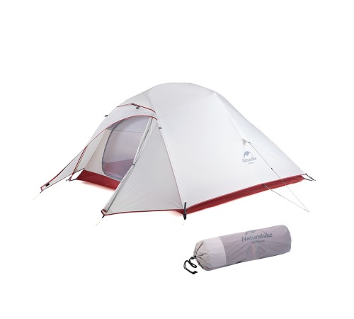 Палатка Naturehike Cloud Up NH18T030-T 20D трехместная сверхлегкая с ковриком, светло-серый, 6927595730614