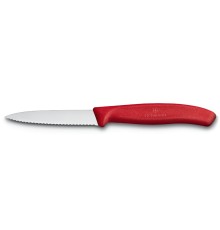 Нож для овощей VICTORINOX SwissClassic, лезвие 8 см с волнистой заточкой, красный