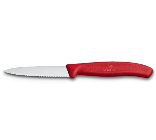 Нож для овощей VICTORINOX SwissClassic, лезвие 8 см с волнистой заточкой, красный