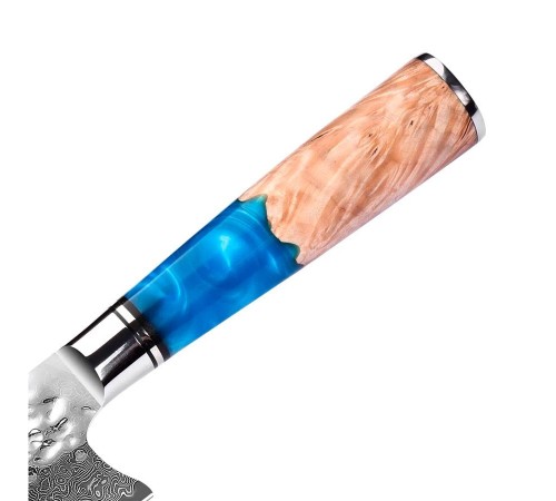 Нож кирицукe из дамасской стали Keemake 8 Inch Kiritsuke Knife, синий + бежевый